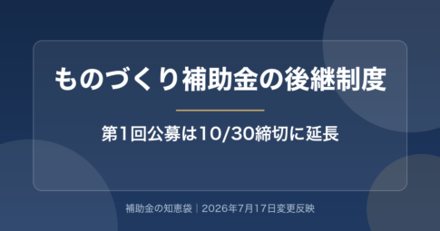 【2026年最新】ものづくり補助金の後継制度とは？第1回公募スケジュール・締切延長（10/30）を解説